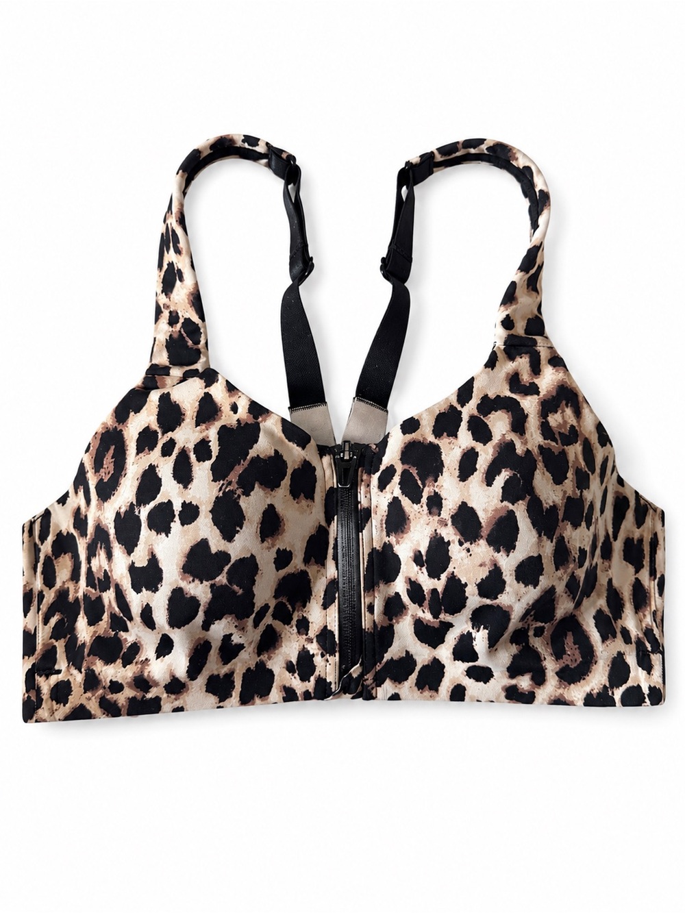 Victoria's Secret Leopard Print Front-Zip Bra - Beige & Black